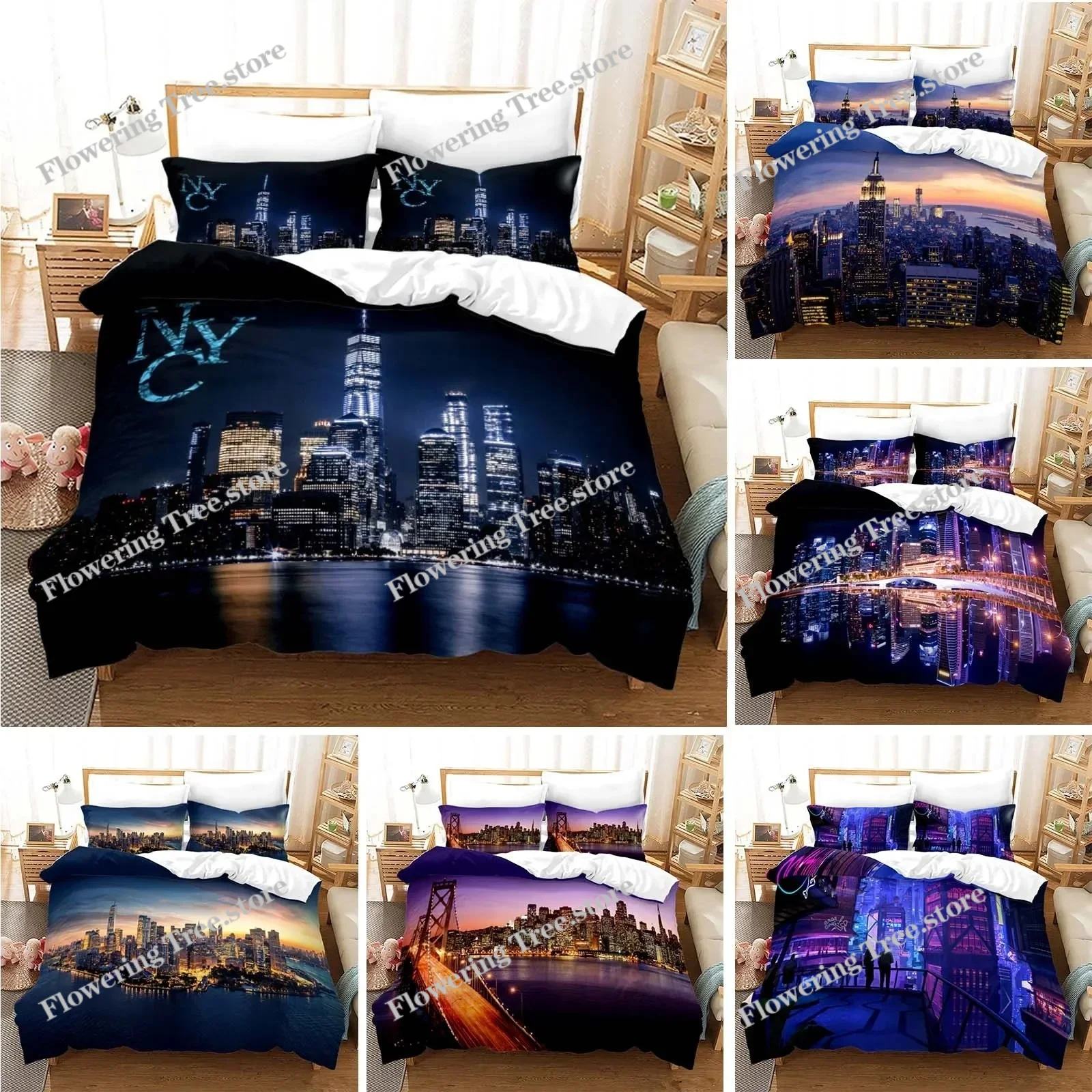Home Textiles New York - Zestaw pościeli z widokiem na New