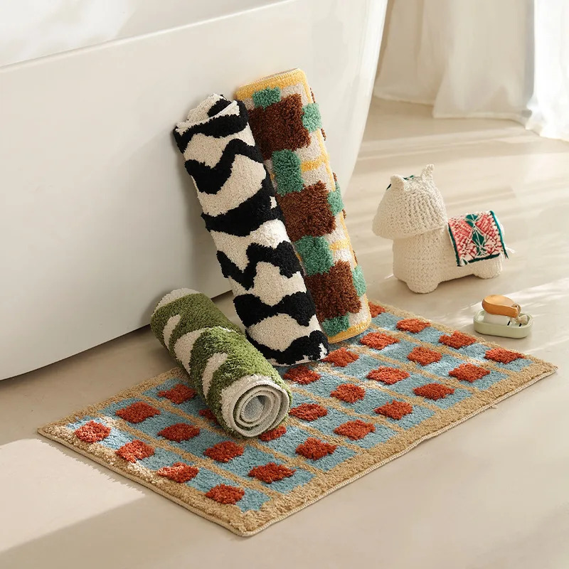 Home Textiles Plaid - Mata podłogowa w kratę VIKAMA, antypoślizgowy