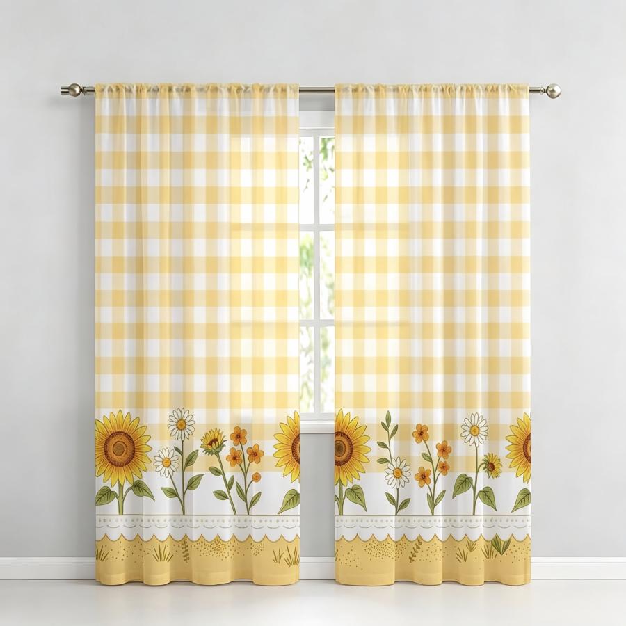 2 szt. Przezroczyste zasłony z – Home Textiles Plaid recenzja i cena