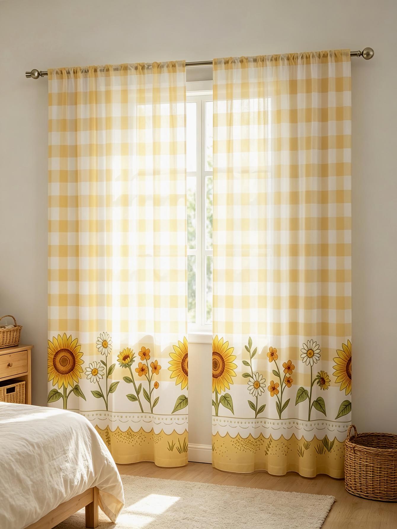2 szt. Przezroczyste zasłony z – Home Textiles Plaid recenzja i cena