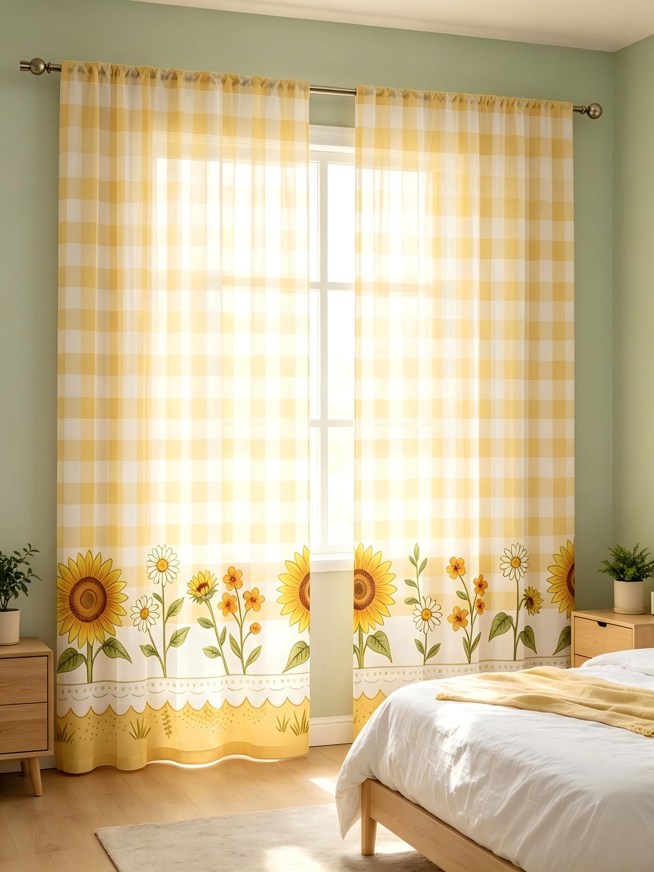 2 szt. Przezroczyste zasłony z – Home Textiles Plaid recenzja i cena