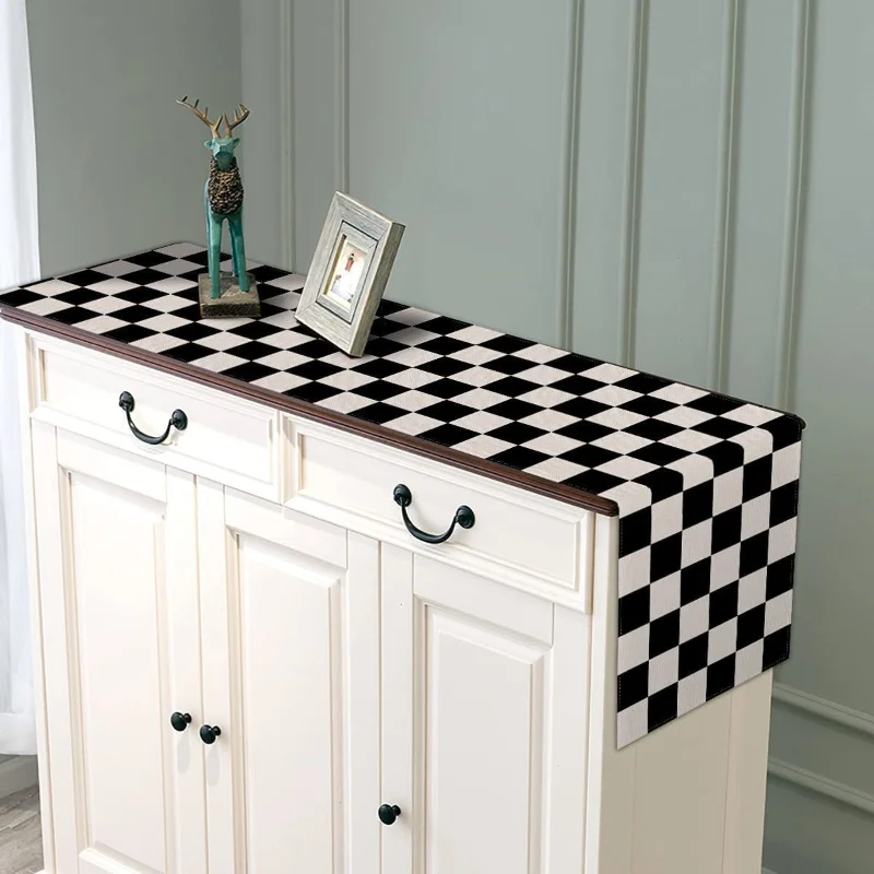 Nowy geometryczny lniany bieżn – Home Textiles Plaid recenzja i cena