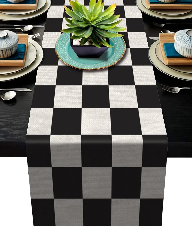 Nowy geometryczny lniany bieżn – Home Textiles Plaid recenzja i cena